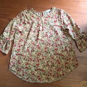 3/4 ruffle sleeve top in fall colors